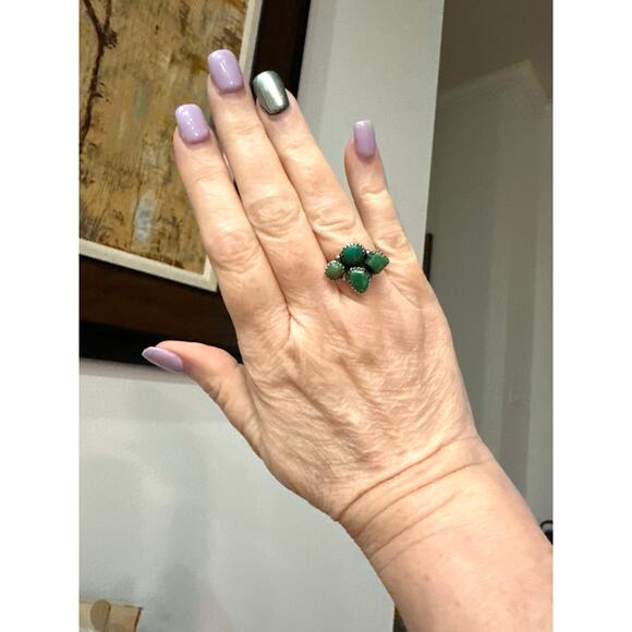 Sonoran Gold Turquoise Cluster Ring Size Adjustable 5-12 - Picture 5 of 6